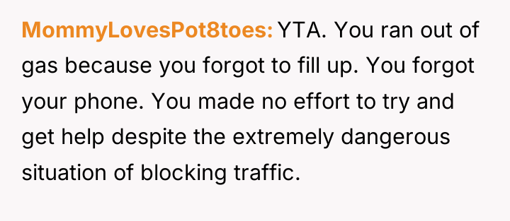 MommyLovesPot8toes YTA. You ran out of gas because you forgot...
