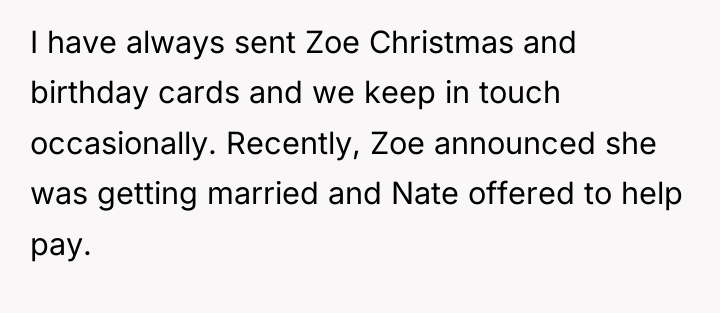 I have always sent Zoe Christmas and birthday cards and...
