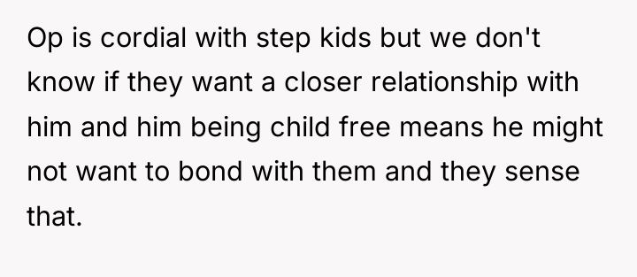 Op is cordial with step kids but we don't know...