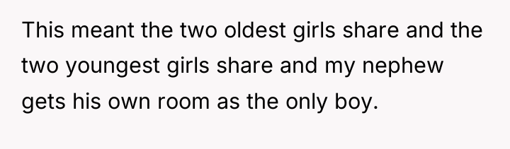 This meant the two oldest girls share and the two...