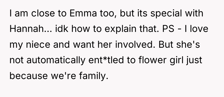 I am close to Emma too, but its special with...