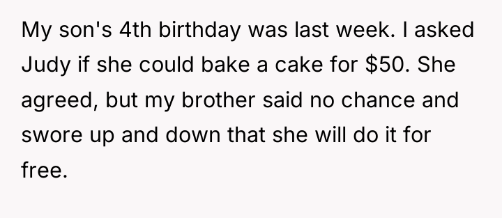 My son's 4th birthday was last week. I asked Judy...