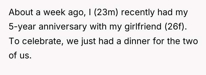 About a week ago, I (23m) recently had my 5-year...