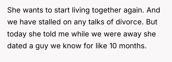 She wants to start living together again. And we have...