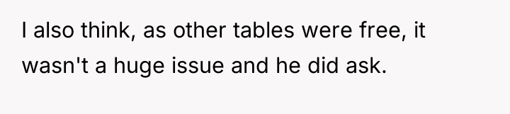 I also think, as other tables were free, it wasn't...