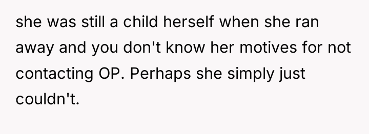 she was still a child herself when she ran away...