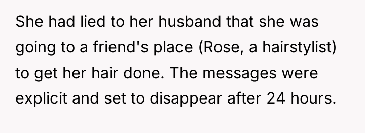 She had lied to her husband that she was going...