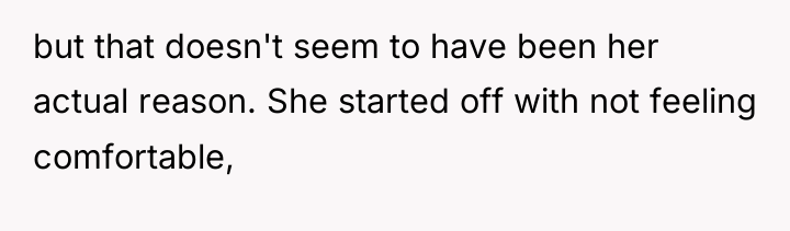 but that doesn't seem to have been her actual reason....
