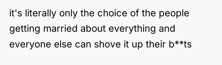 it's literally only the choice of the people getting married...