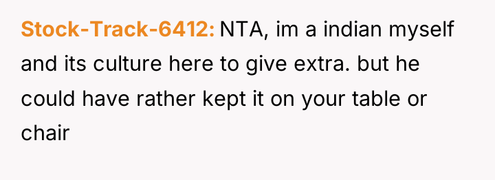 Stock-Track-6412 NTA, im a indian myself and its culture here...