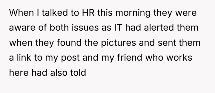 When I talked to HR this morning they were aware...
