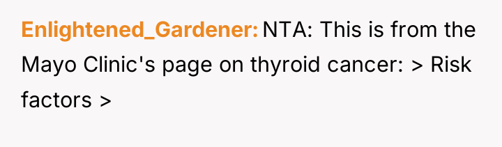 Enlightened_Gardener NTA: This is from the Mayo Clinic's page on...