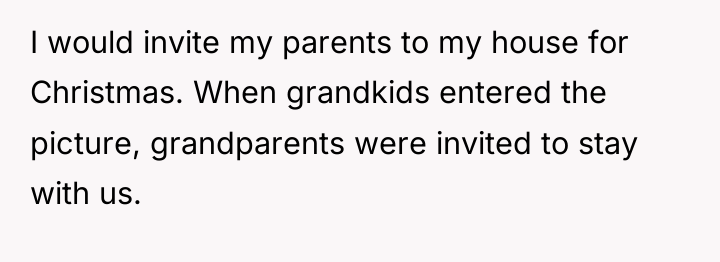 I would invite my parents to my house for Christmas....