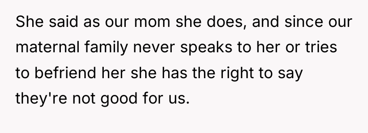 She said as our mom she does, and since our...