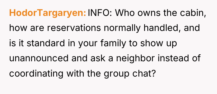 HodorTargaryen INFO: Who owns the cabin, how are reservations normally...