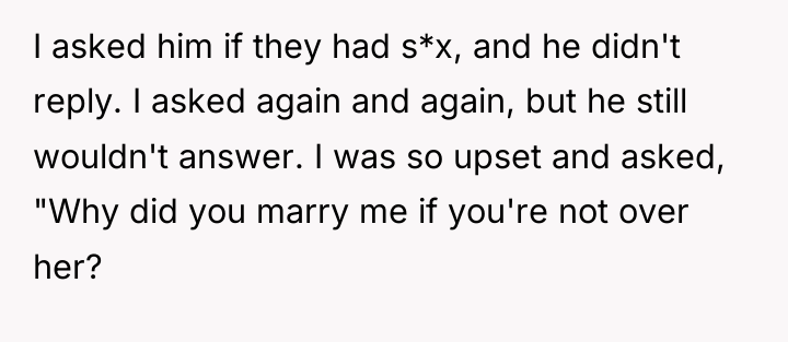 I asked him if they had s*x, and he didn't...