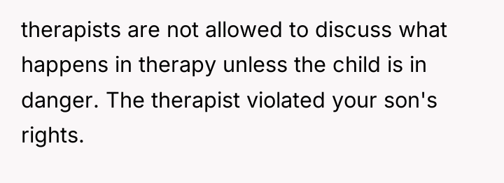 therapists are not allowed to discuss what happens in therapy...