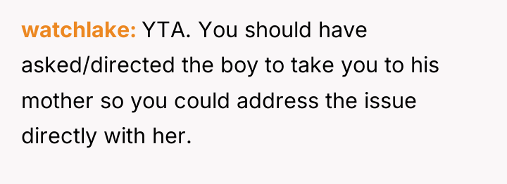 watchlake YTA. You should have asked/directed the boy to take...