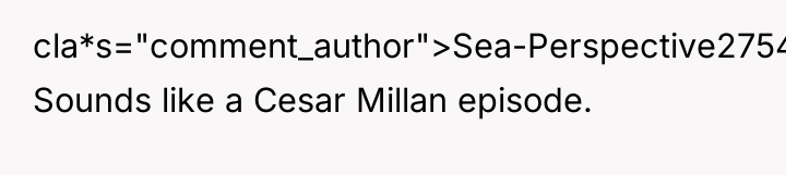 cla*s="comment_author">Sea-Perspective2754: Sounds like a Cesar Millan episode.