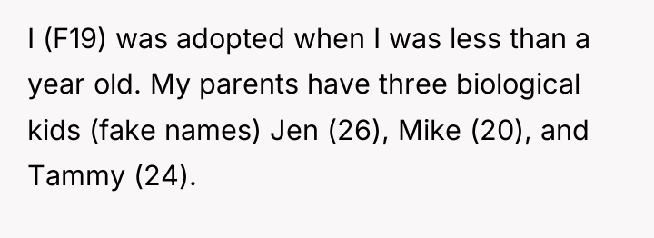 I (F19) was adopted when I was less than a...