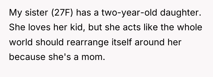 My sister (27F) has a two-year-old daughter. She loves her...