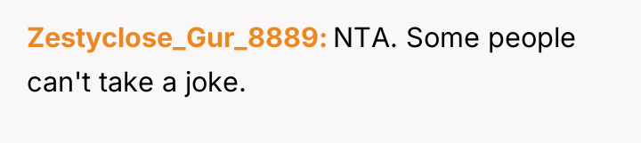 Zestyclose_Gur_8889 NTA. Some people can't take a joke.
