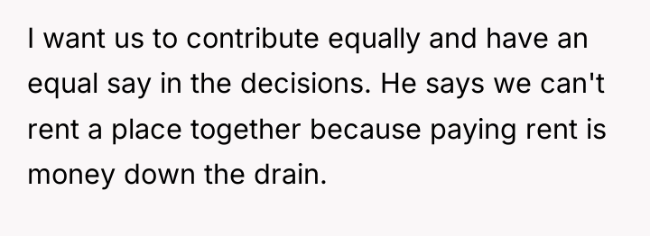I want us to contribute equally and have an equal...