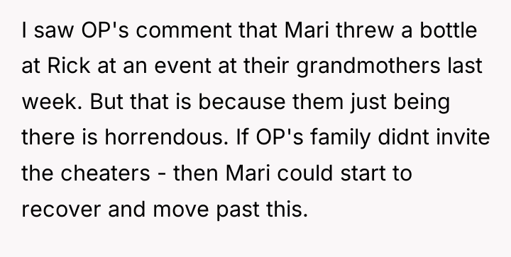 I saw OP's comment that Mari threw a bottle at...