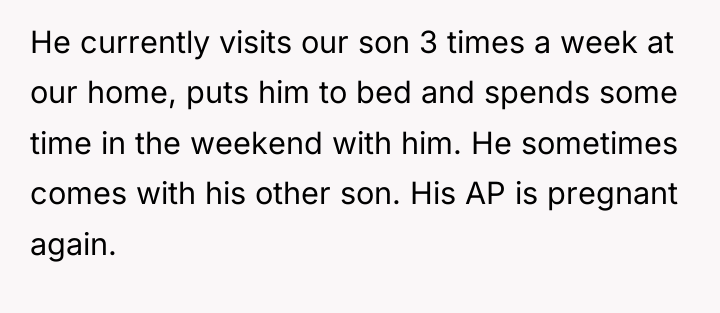 He currently visits our son 3 times a week at...