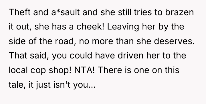 Theft and a*sault and she still tries to brazen it...