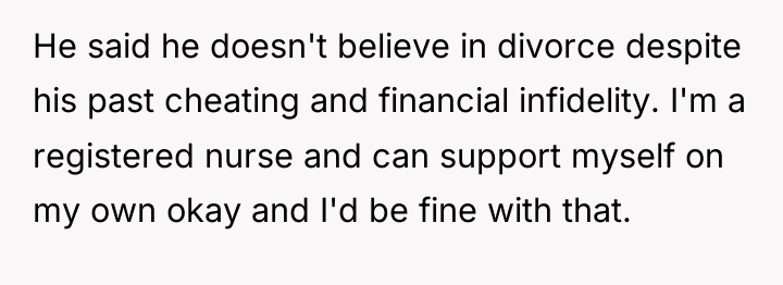 He said he doesn't believe in divorce despite his past...