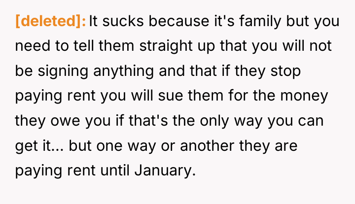 [deleted] It sucks because it's family but you need to...