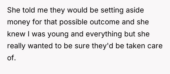 She told me they would be setting aside money for...