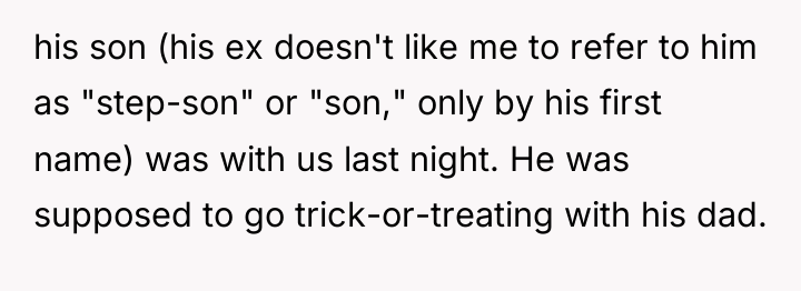 his son (his ex doesn't like me to refer to...