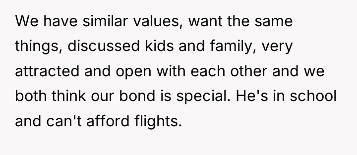 We have similar values, want the same things, discussed kids...