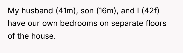 My husband (41m), son (16m), and I (42f) have our...