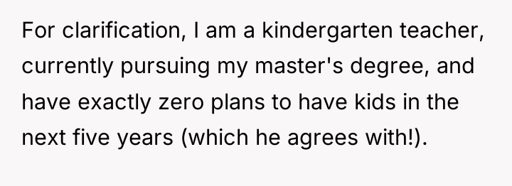 For clarification, I am a kindergarten teacher, currently pursuing my...