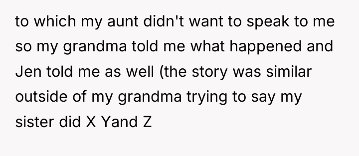 to which my aunt didn't want to speak to me...