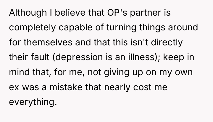 Although I believe that OP's partner is completely capable of...
