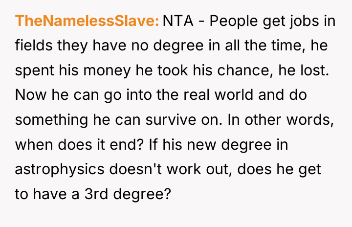 TheNamelessSlave NTA - People get jobs in fields they have...