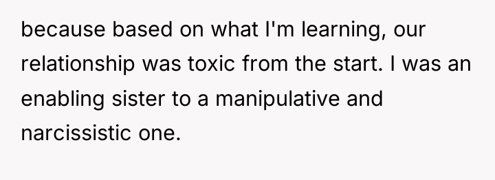 because based on what I'm learning, our relationship was toxic...