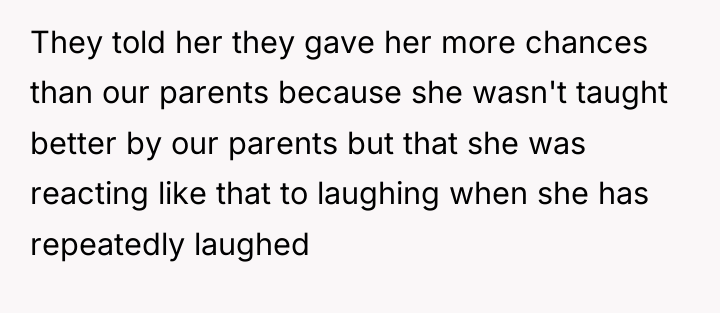 They told her they gave her more chances than our...