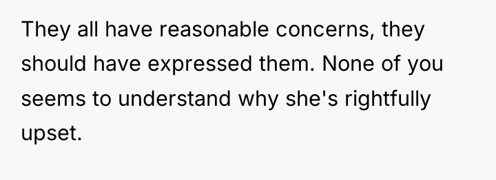 They all have reasonable concerns, they should have expressed them....