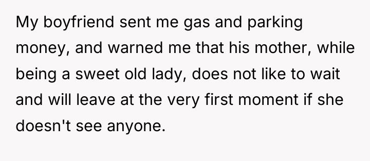 My boyfriend sent me gas and parking money, and warned...