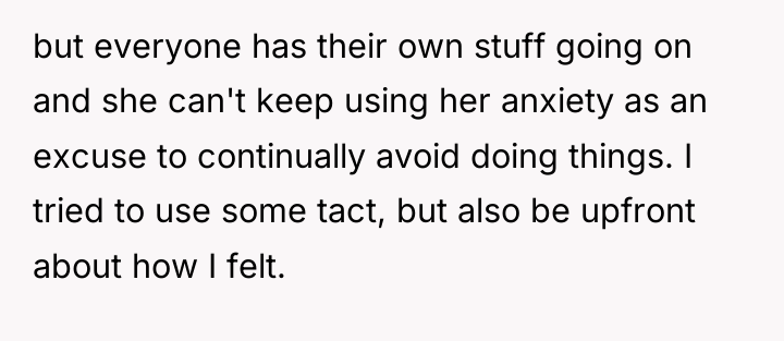 but everyone has their own stuff going on and she...