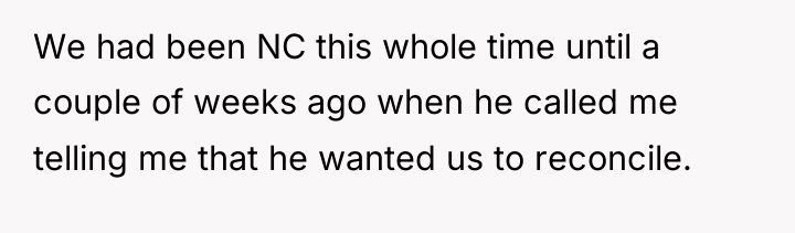 We had been NC this whole time until a couple...