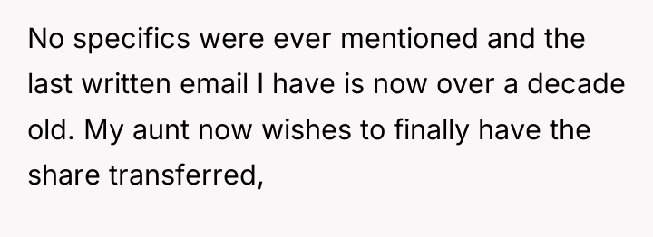 No specifics were ever mentioned and the last written email...