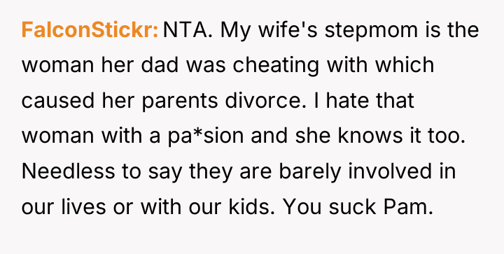 FalconStickr NTA. My wife's stepmom is the woman her dad...