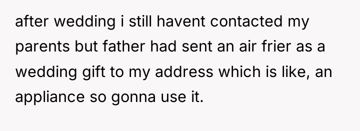 after wedding i still havent contacted my parents but father...