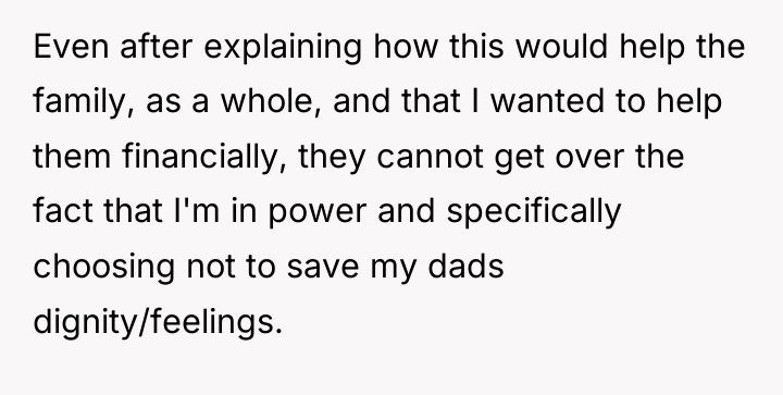 Even after explaining how this would help the family, as...